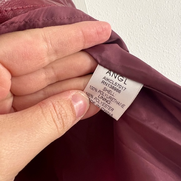 Angl Burgundy Faux Leather Skirt SZ M - Picture 3 of 5